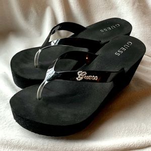 Guess Platform Wedge Flip Flops